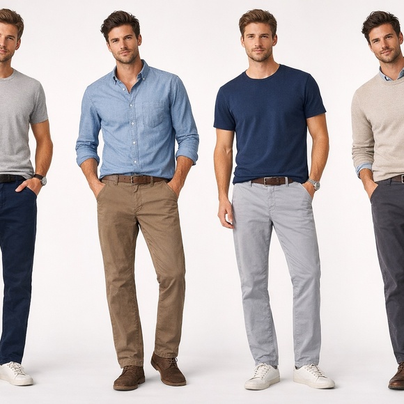 LOT OF 4 MATCHSTICK Argus Chino Mens Pants in Khaki Faded Blue Navy Gray XXL 36 - Picture 2 of 15